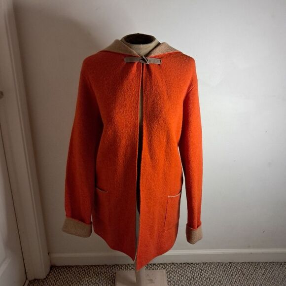 A•IDA sweater women's large L orange tan wool blend italian designer cozy winter - Picture 1 of 14